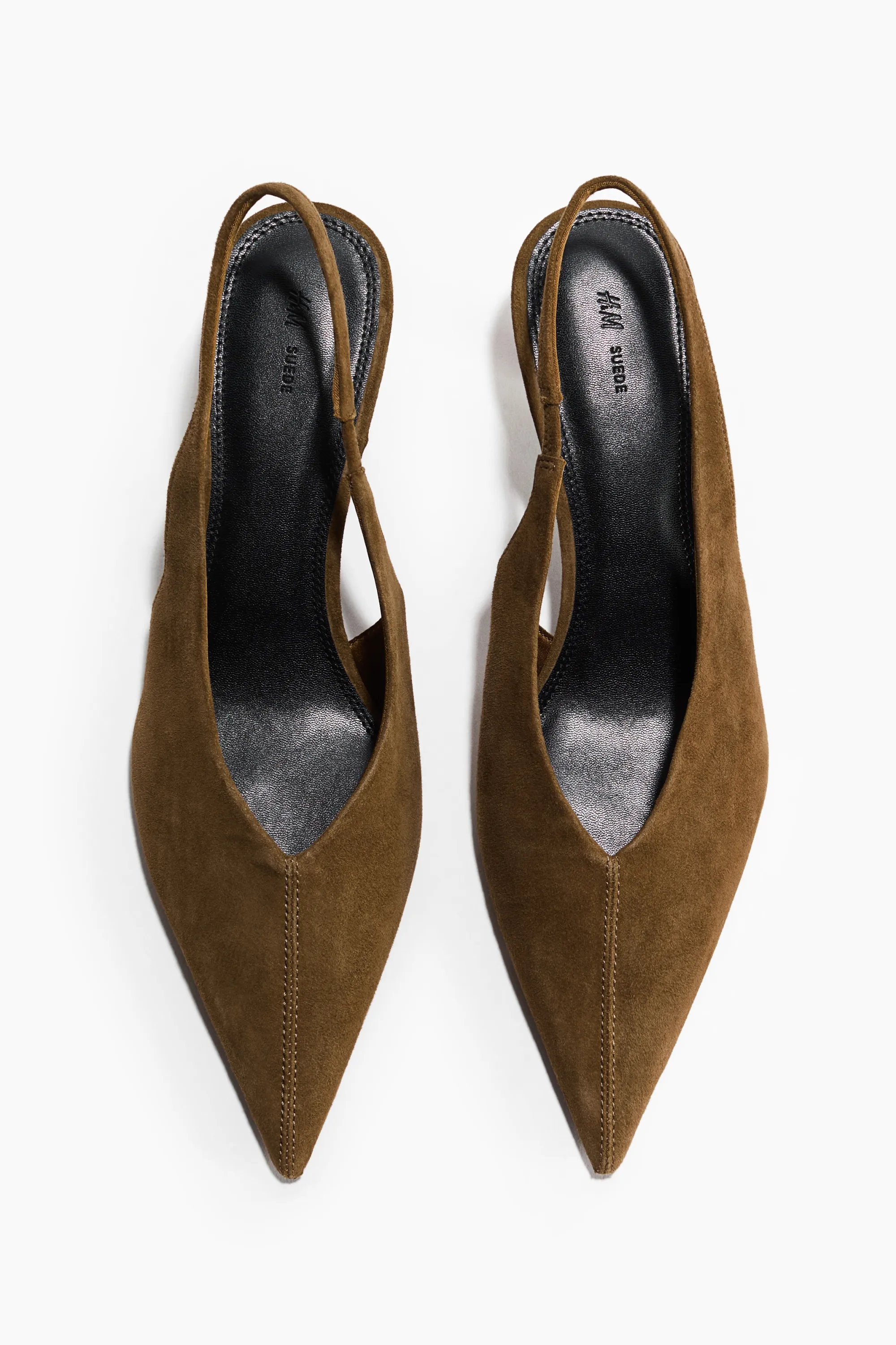 Escarpins en cuir avec talon kitten heel - Vert kaki