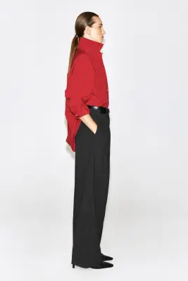 CHEMISE HABILLÉE EN COTON PIMA - ROUGE — photo 5