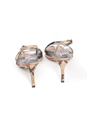 Sandales à petit talon en python beige et marron Prix boutique 700€ Taille 38,5 — photo 5