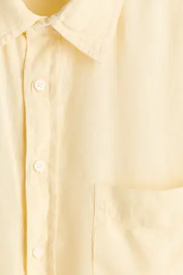 Chemise Relaxed Fit en lin mélangé - Jaune clair — photo 5