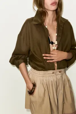 Short à cordon - Beige — photo 2