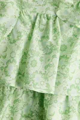 Blouse volantée - Vert clair/fleuri — photo 4