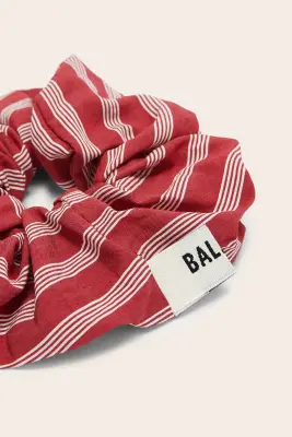 Chouchou Billy XL rayures coquelicot et blanc — photo 4