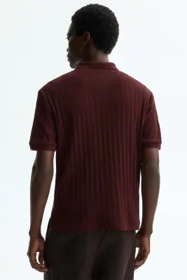 Polo Slim Fit en jersey texturé - Bordeaux — photo 3