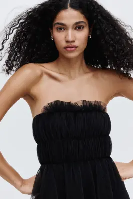 Robe bandeau en tulle - Noir — photo 1