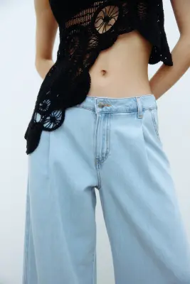 Wide Regular Waist Jeans - Bleu denim pâle — photo 2