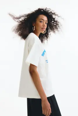 T-shirt oversize avec motif imprimé - Blanc/homard — photo 2