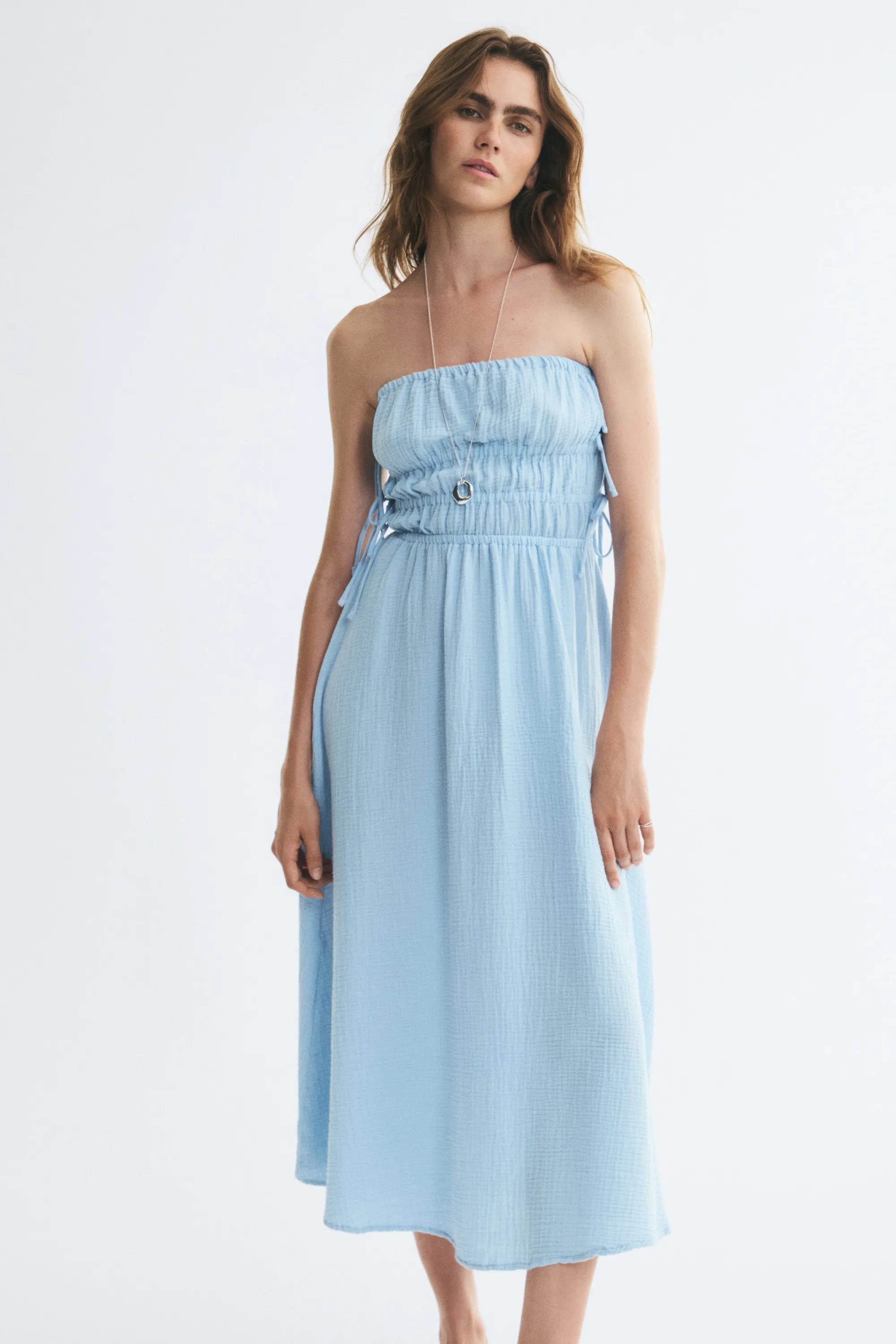 Robe bandeau en mousseline - Bleu clair
