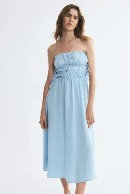 Robe bandeau en mousseline - Bleu clair — photo 1