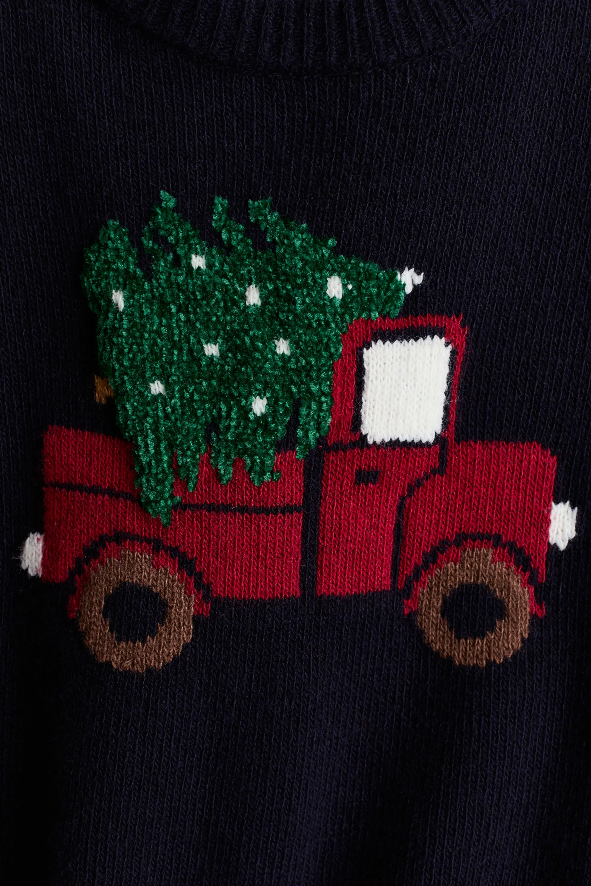 Pull en maille jacquard - Bleu marine/voiture