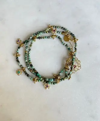 Nouveau ! ROOM SERVICE JEWELRY Collier Lucky Turquoise Africaine — photo 1