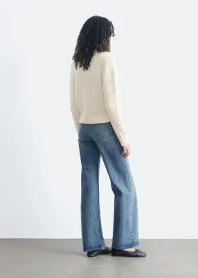 Pull en mélange bouclé de coton et de laine - Écru — photo 5