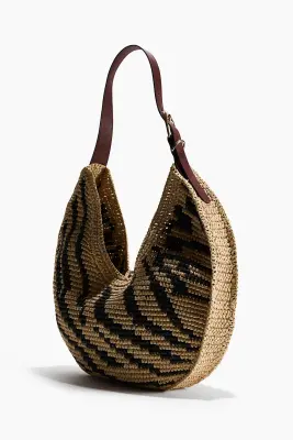 Sac porté épaule en paille - Beige/imprimé zèbre — photo 5