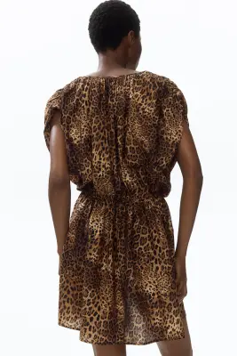 Robe tunique en viscose mélangée - Marron/imprimé léopard — photo 3