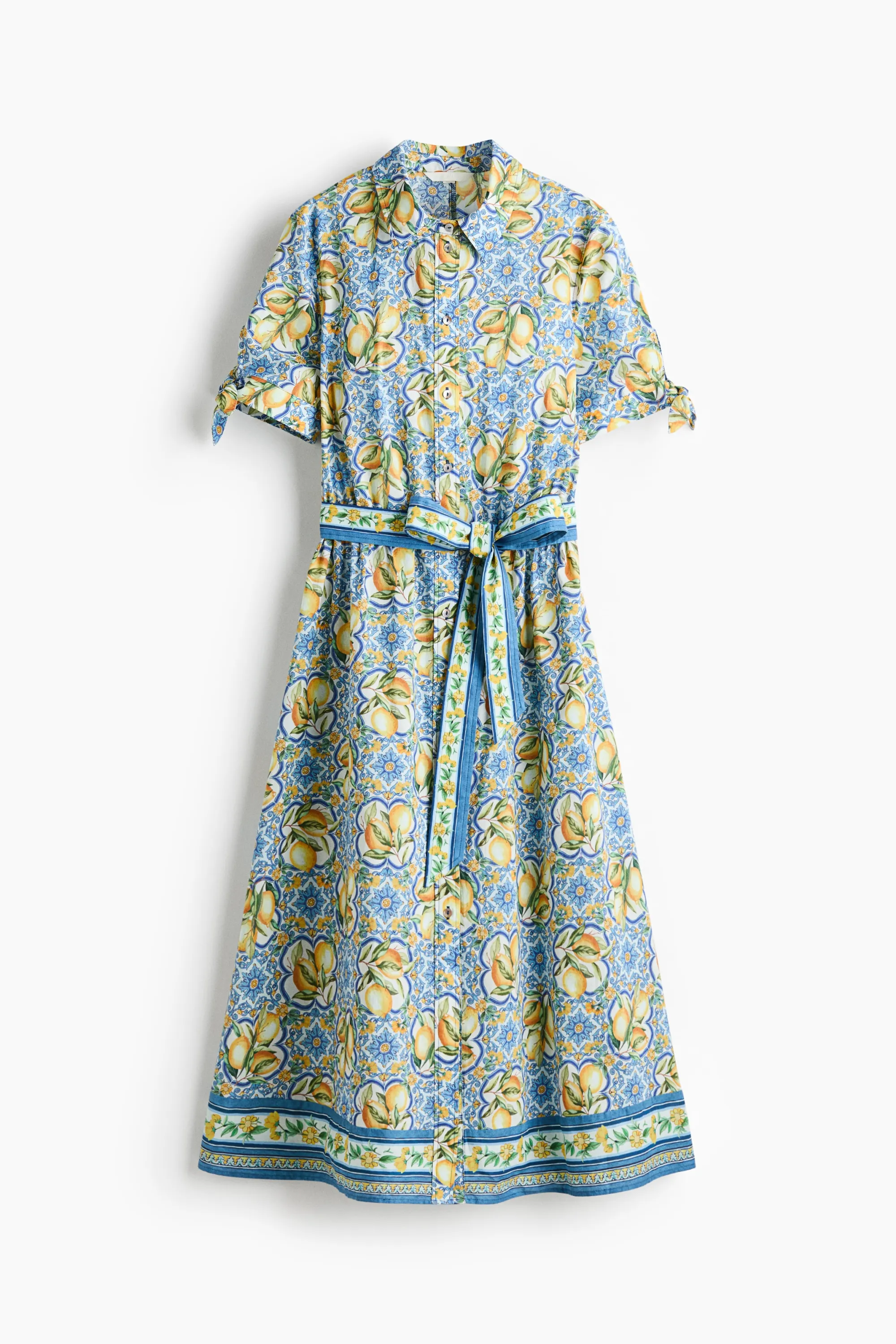 Robe chemise à manches courtes - Bleu/citrons