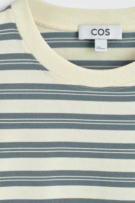T-SHIRT RAYÉ OVERSIZE EN COTON - BLEU / ÉCRU / RAYURES — photo 5