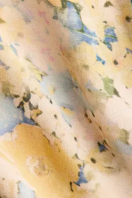 MAMA Robe volantée en mousseline avec écharpe - Jaune/fleuri — photo 4