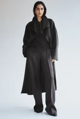 Manteau oversize en laine - Taupe foncé — photo 1