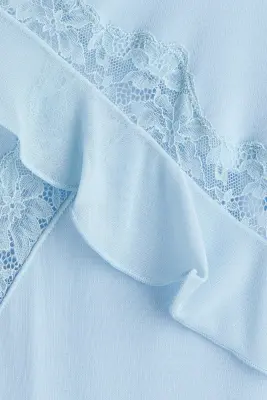 Robe volantée avec dentelle - Bleu clair — photo 3