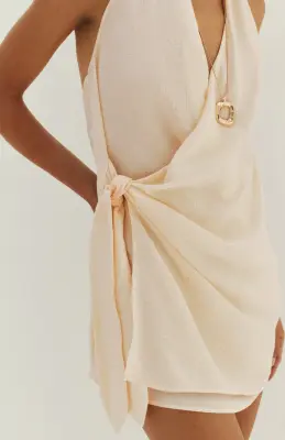 Robe de plage croisée avec dos nu - Abricot pâle — photo 2