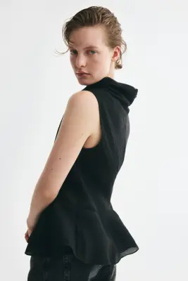 Top péplum avec col roulé - Noir — photo 3
