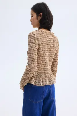 Top smocké - Beige/fleuri — photo 3