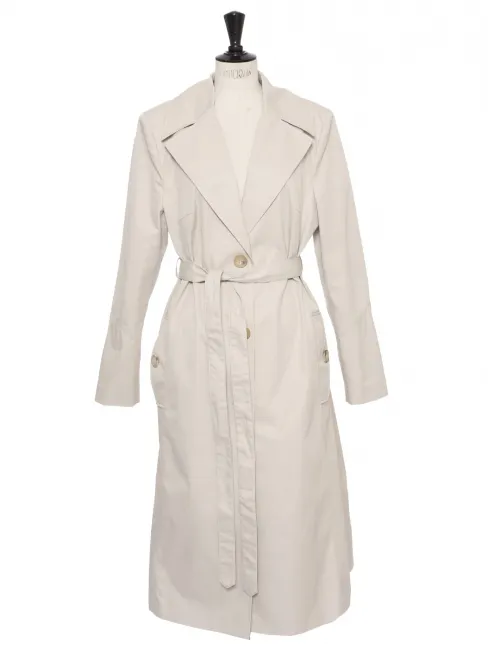 Trench long ceinturé en toile beige Prix boutique 2600€ Taille 40