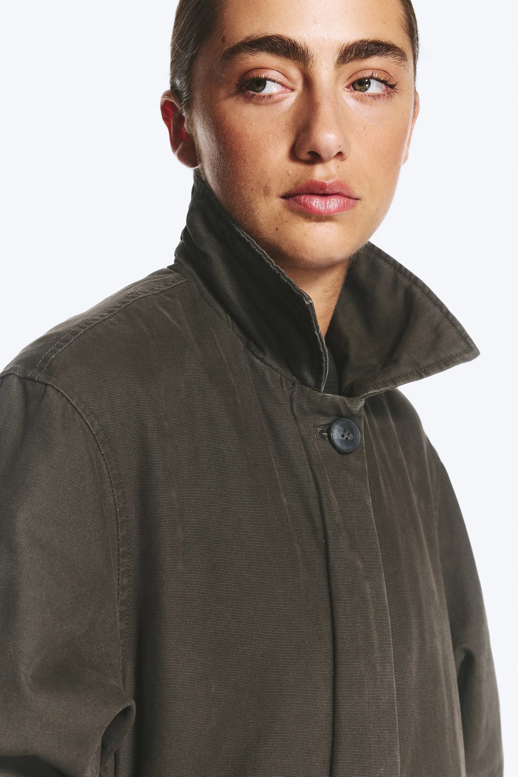Manteau en toile coupe ample - Gris foncé