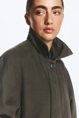Manteau en toile coupe ample - Gris foncé — photo 1