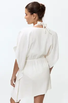 Robe caftan de plage - Crème — photo 3