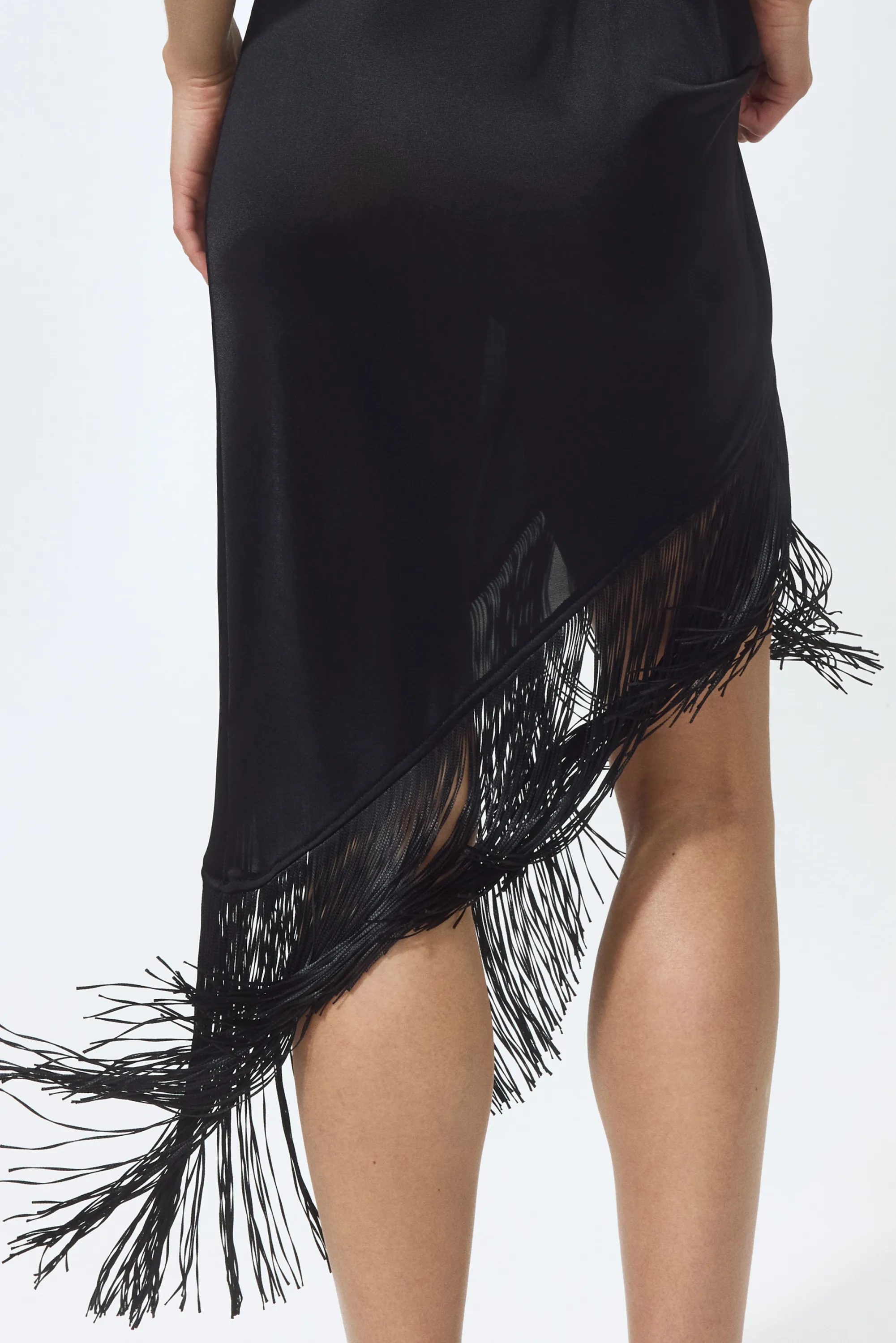 Robe asymétrique à franges - Noir