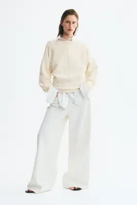 Pull à encolure bateau en viscose mélangée - Crème — photo 2