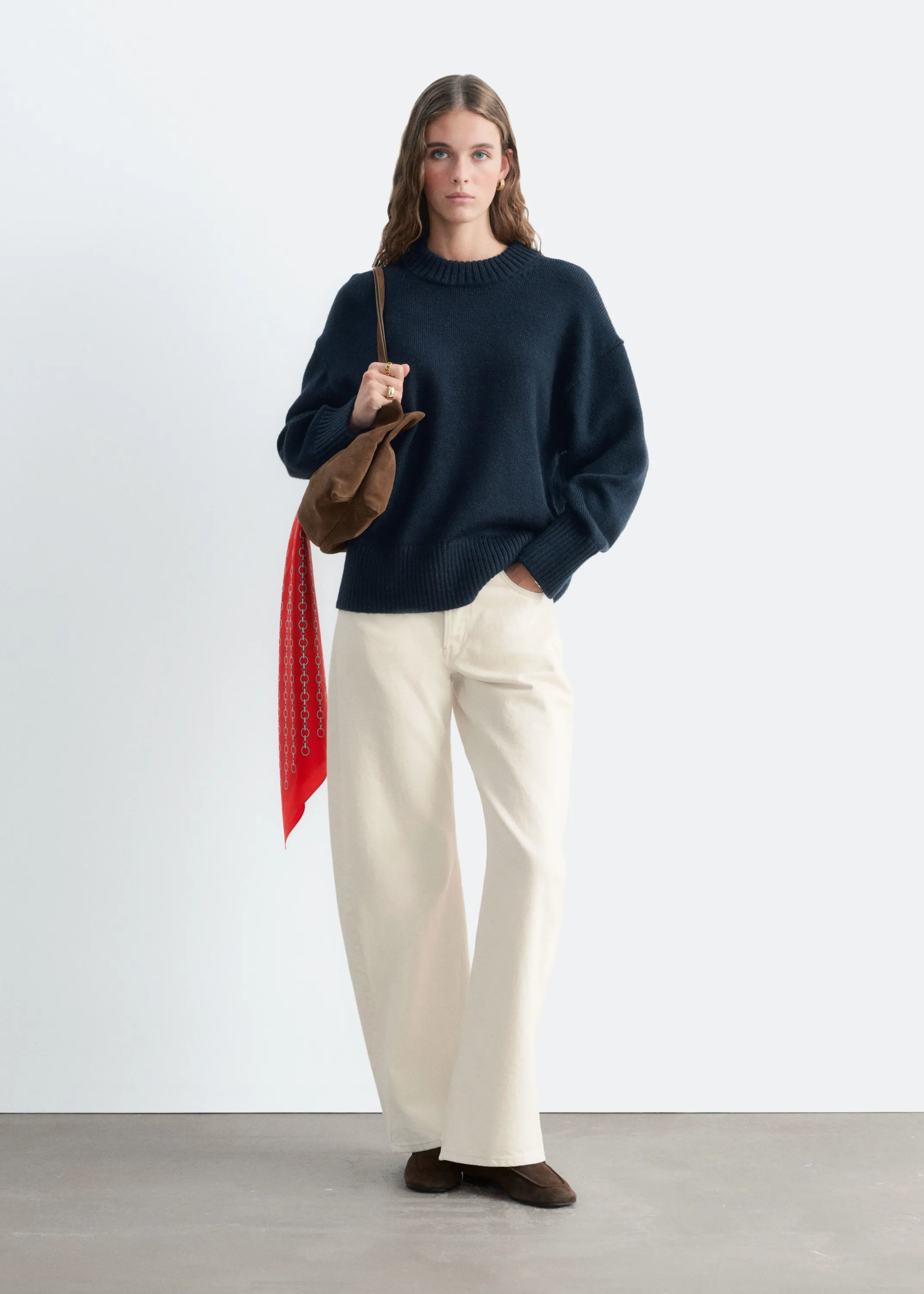 Pull oversize en laine - Bleu foncé