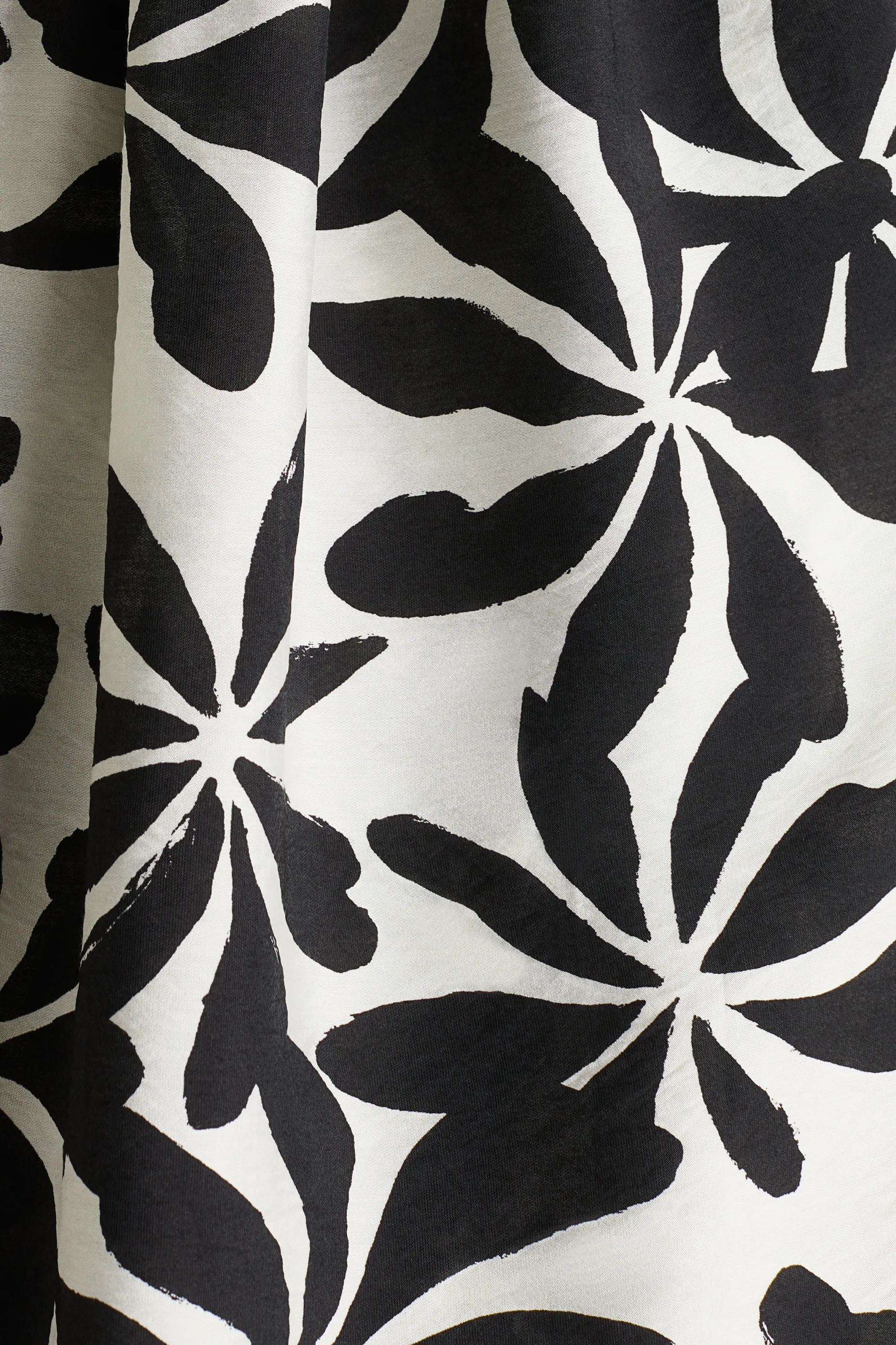 Robe tunique à manches ballon - Blanc/noir/fleuri