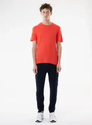 T-shirt Orange Manches Courtes Col Rond en Lin / Elasthanne — photo 2