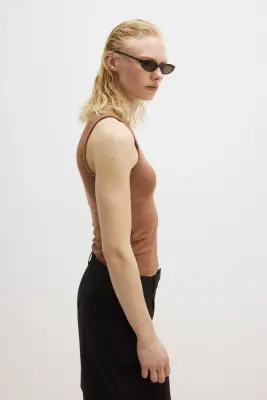 Débardeur côtelé Cooling Slim Fit - Brun rouille — photo 1