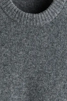 Pull Regular Fit à la finition brossée - Gris foncé chiné — photo 5