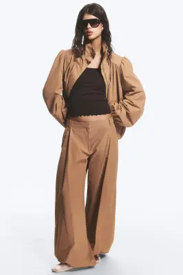 Pantalon ballon taille basse - Marron poudré — photo 1