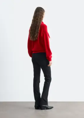 Pull en laine mérinos à écharpe - Rouge — photo 4