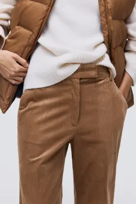 Pantalon bootcut en velours côtelé - Beige foncé — photo 1