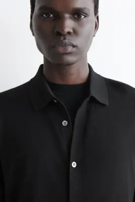 CHEMISE EN MAILLE DE LAINE MÉRINOS - NOIR — photo 3
