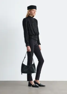 Blouse en mélange de mousseline et de soie - Noir — photo 4
