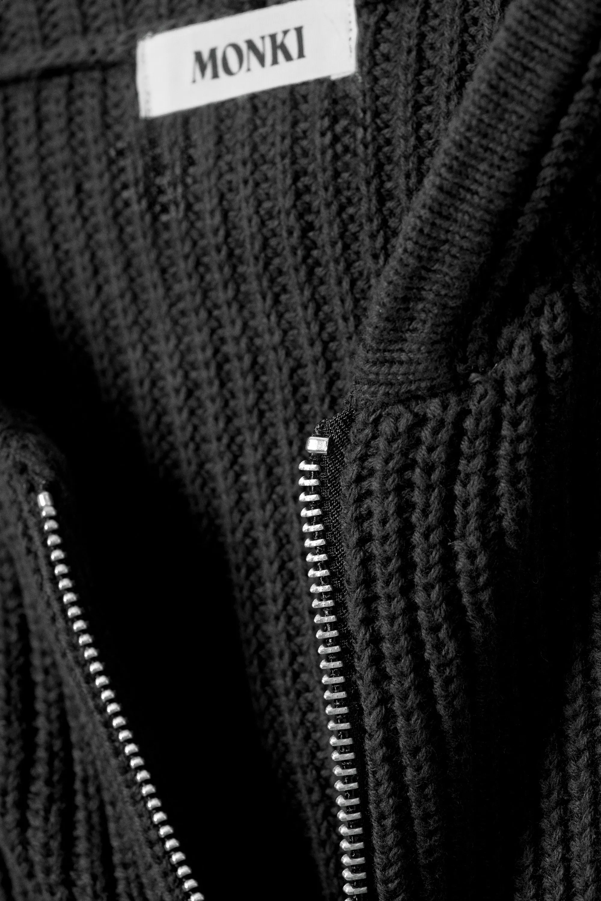 Sweat à capuche Long en maille - Noir