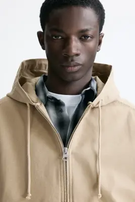 Veste workwear à capuche - Beige — photo 2