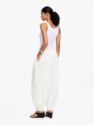 Pantalon bouffant en coton - Blanc — photo 2