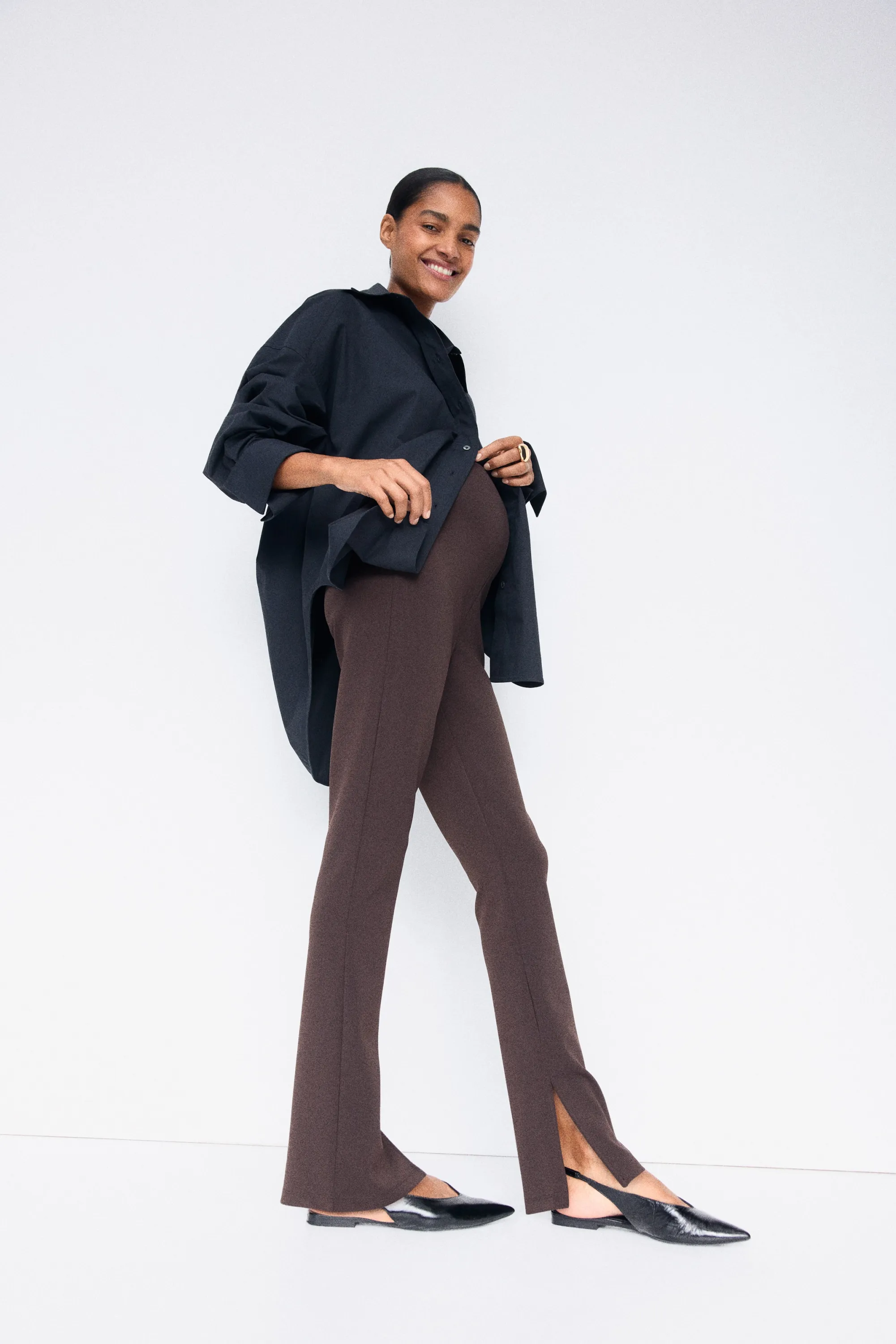 MAMA Pantalon en jersey romanite - Marron foncé