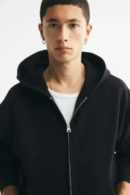 Veste à capuche zippée Relaxed Fit - Noir — photo 2