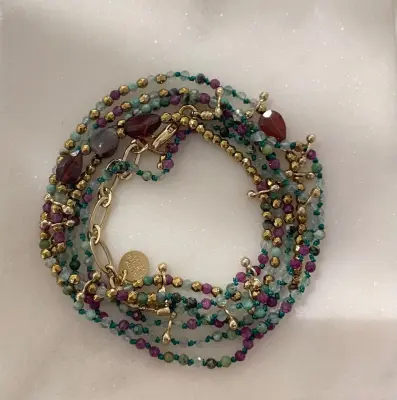 Nouveau ! ROOM SERVICE JEWELRY Collier Multitours Adoum Aqua Lagoon