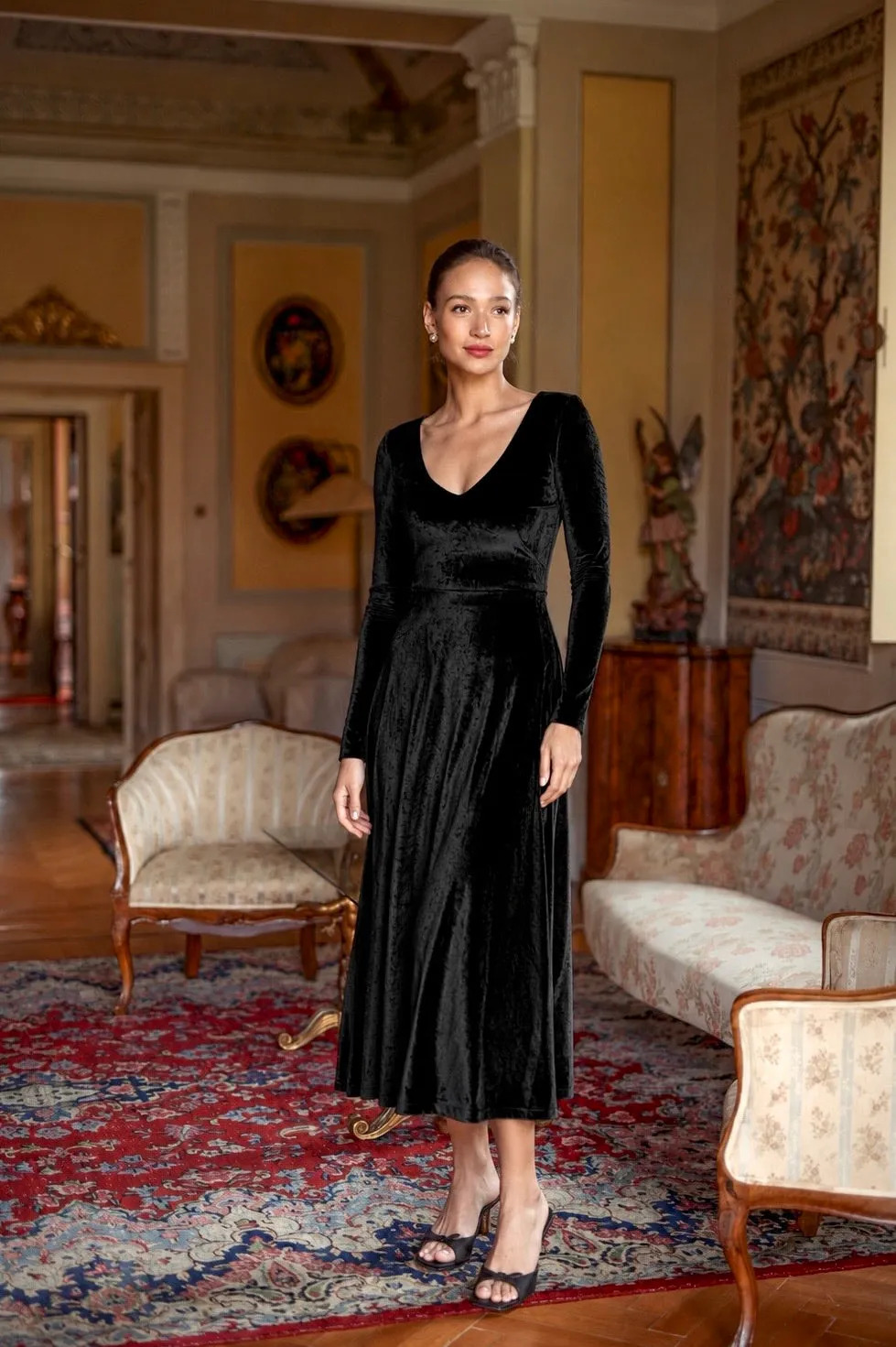 Azure Velvet Dress - Black