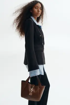 Blazer croisé en twill - Noir — photo 3